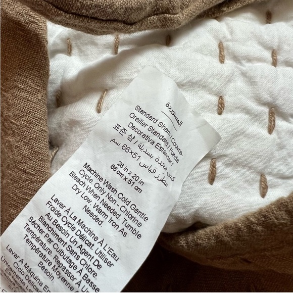 POTTERY BARN BESTSELLER Pick-Stitch Handcrafted Cotton/Linen Quilted Sham - Picture 9 of 10